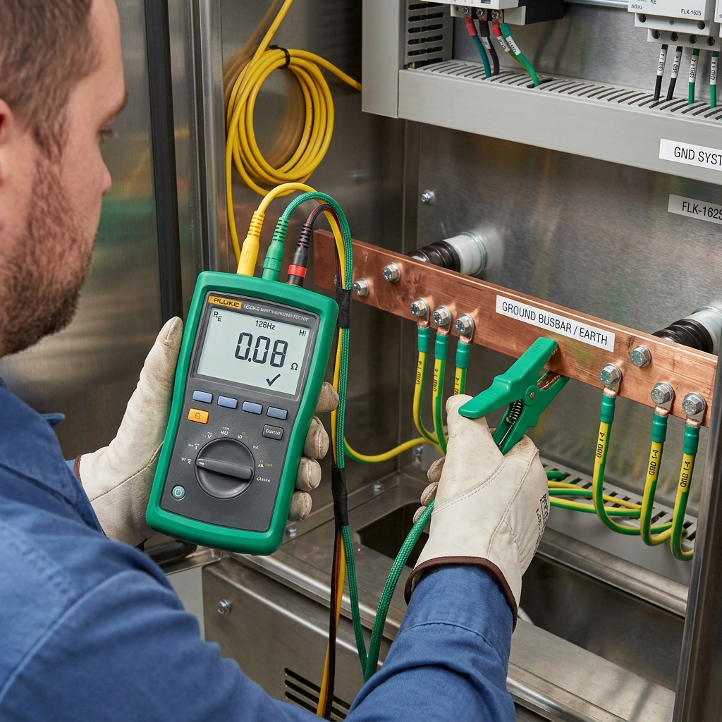 Controllo strumentale con multimetro della messa a terra di un quadro elettrico condominiale