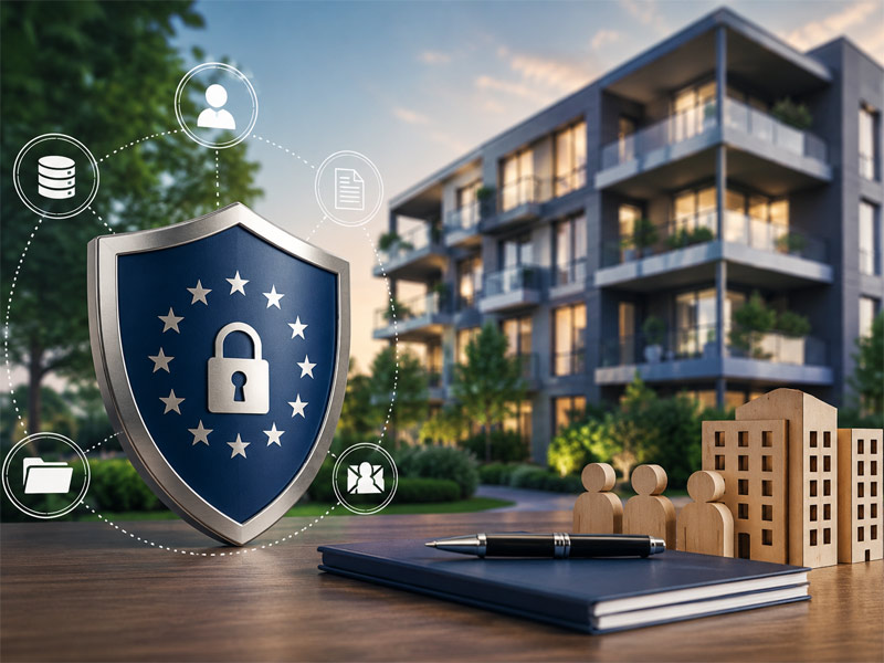 Rappresentazione concettuale della protezione dei dati e sicurezza informatica nei condomini
